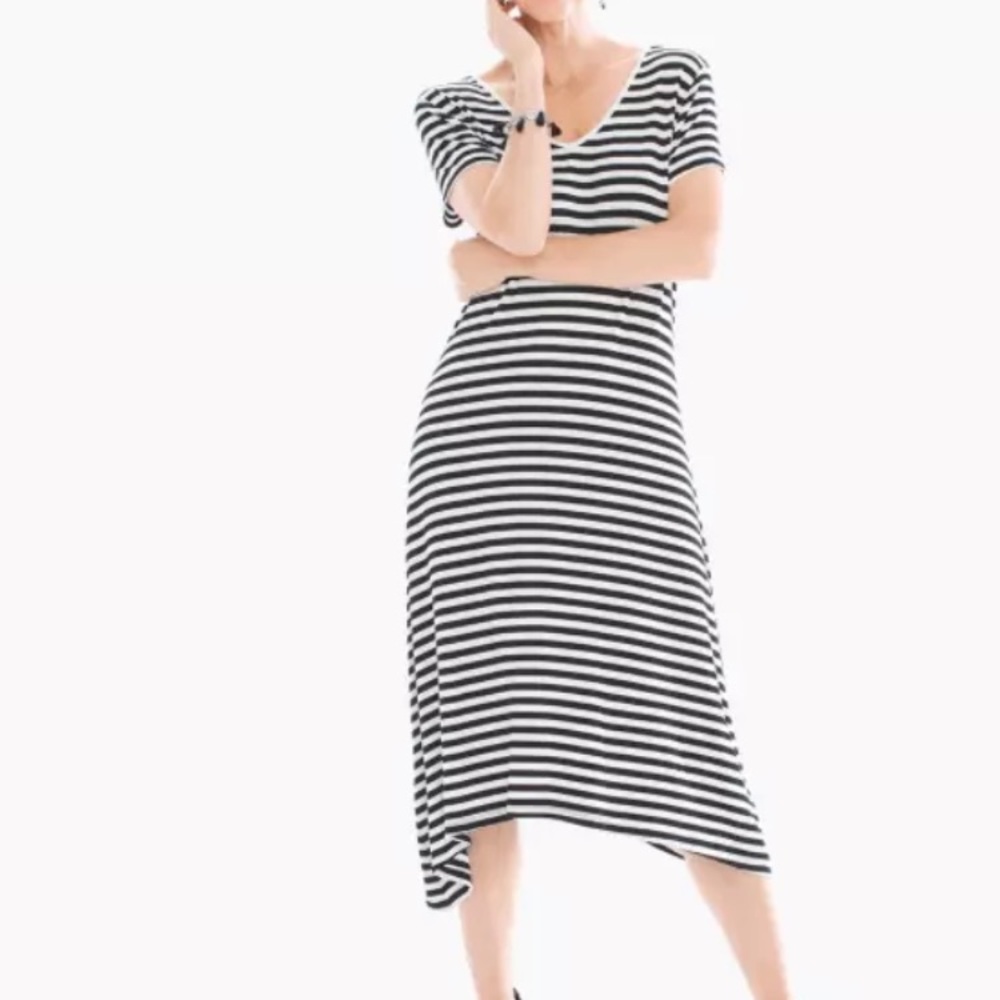 NWT, Chico’s Black & White Striped Essential Dress